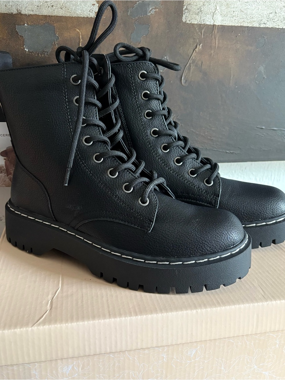 Sincerely Jules Black Lace-Up Combat Boots
